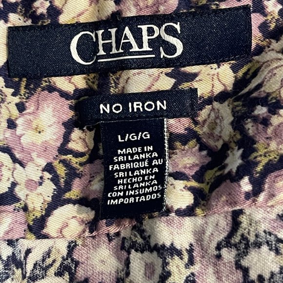 Chaps no iron purple floral long sleeve button down women’s shirt size large. - Picture 9 of 10